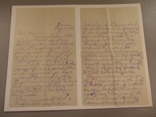 Ww1 Usa August 7th,  1918 Doughboy Letter From France & Photos Negatives Written