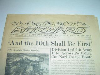 Wwii 10th Mountain Division The Blizzard May 22,  1945 Italy Unit Newspaper