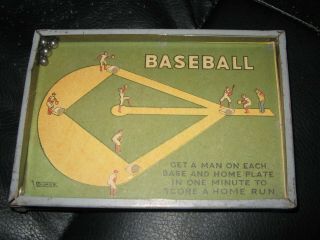 Vtg Dexterity Palm Puzzle Jiggle Game Toy Baseball Metal Frame Glass Top