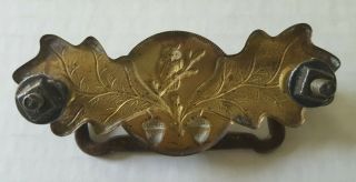 Antique Solid Brass Figural Hardware Drawer Pull Owl Acorn Oak Leaves 4