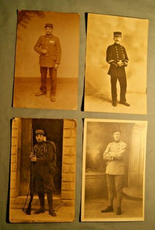 4 Wwi Picture Postcards Of French Soldiers