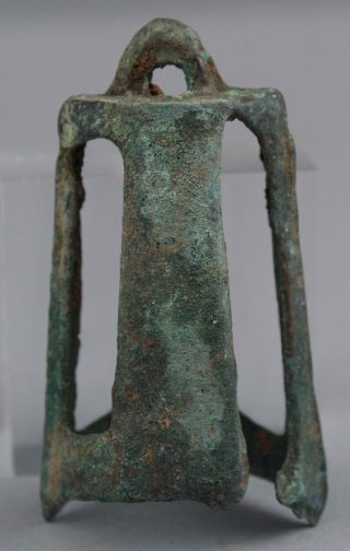 5 Small Ancient Antique Chinese Ceremonial Burial Bronze Bells,  Green Verdigris 7