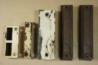 Vintage Architectural 4 X Cast Iron & 1 X Metal Door Lock Keeps