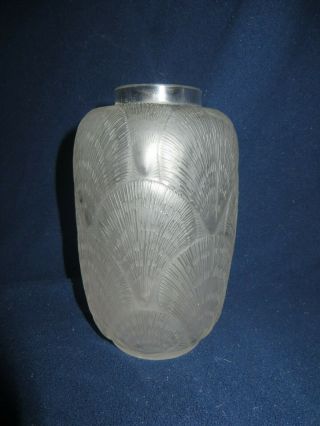 Antique Circa 1920 Rene Lalique Overlapping Shell Coquilles Vase Frosted Glass