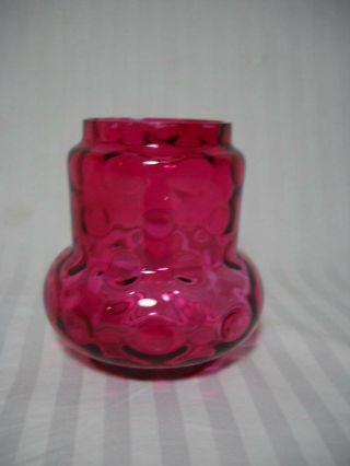 Vintage Cranberry Thumbprint Pickle Castor Jar/liner 4 1/2 " Tall