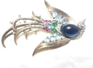 Trifari Jelly Belly Sterling Lyra Bird Vintage Gold Plated Pin Brooch