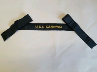 Rare Ship Wwi Uss Kanawha Sp - 130 Piqua Ship Hat Tally Ribbon 1918