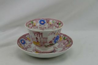 Cleopatra Francis Morley Pink Handless Cup Saucer Antique 19th Century 3