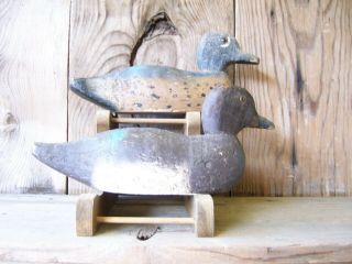 Antique - Vintage - Factory - Animal Trap - Victor - Teal - Wooden Duck Decoy