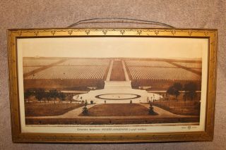 Ww1 Framed Photograph Of " Cimetiere Americain 14,  095 Tombes " (france)