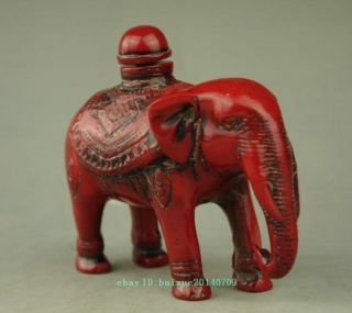 china collectible handwork red resin carve lucky elephant snuff bottle b01 4