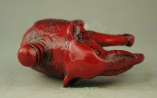 china collectible handwork red resin carve lucky elephant snuff bottle b01 5