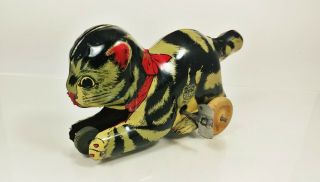 Vintage J.  Chein Tin Litho Wind Up Cat Kitten Toy Usa 1930s Great