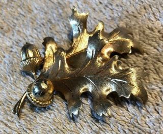 Vintage 14k Gold Leaf And Acorn Brooch Pin - 11 Grams 6