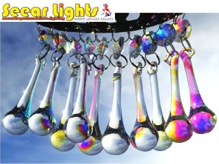 Ab Glass Crystals Aurora Borealis Chandelier Parts 10 Droplets Orb Wedding Beads