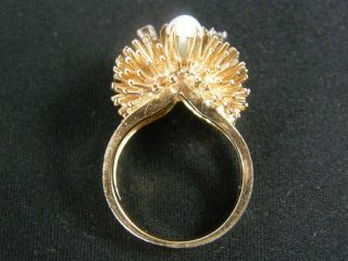 Vintage Unique Mid Century Mod 14K Gold Diamond Opal Starburst Sputnik Ring 5