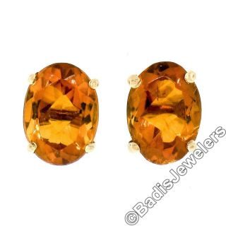 H.  Stern Vintage 18k Yellow Gold Classic Simple Prong Oval Citrine Stud Earrings