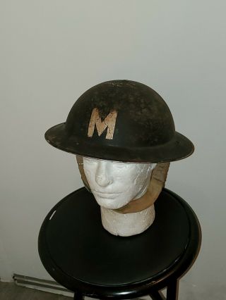 Ww 2 British Helmet W/ Liner & Chinstrap.