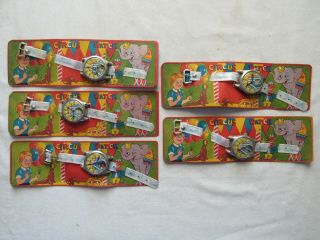 5 - Toy Circus Watches - Still On Cards / Great Graphics - Nos