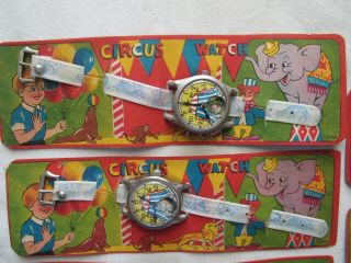 5 - Toy Circus Watches - Still on Cards / Great Graphics - NOS 2