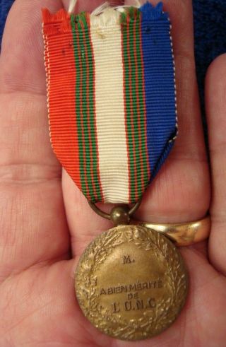 WWI FRENCH MEDAL OF THE NATIONAL UNION OF COMBATANTS - MEDAL AND RIBBON 3