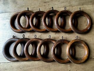 Curtain Rings Antique Wooden Victorian Vintage Old Rail Hanging Bracket X16 40mm