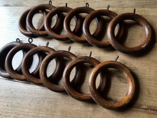 Curtain Rings Antique Wooden Victorian Vintage Old Rail Hanging Bracket X16 40mm 2