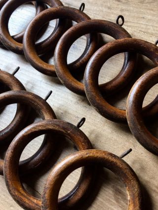 Curtain Rings Antique Wooden Victorian Vintage Old Rail Hanging Bracket X16 40mm 3