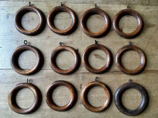 Curtain Rings Antique Wooden Victorian Vintage Old Rail Hanging Bracket X16 40mm 4