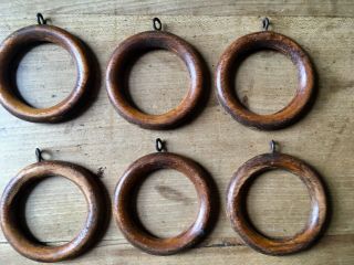 Curtain Rings Antique Wooden Victorian Vintage Old Rail Hanging Bracket X16 40mm 5