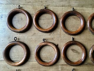 Curtain Rings Antique Wooden Victorian Vintage Old Rail Hanging Bracket X16 40mm 6