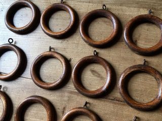 Curtain Rings Antique Wooden Victorian Vintage Old Rail Hanging Bracket X16 40mm 7