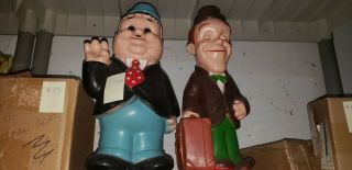 Vintage Laurel & Hardy 1972 13” Plastic Banks Good Vguc For Age