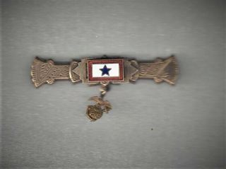 Rare Wwi United States Usmc Marine Corps Mothers Son In Service Pin Fancy Brooch