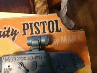 VINTAGE MARX SECURITY PISTOL ON CARD USA made toy plastic toy gun 6