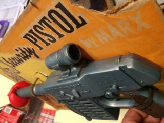 VINTAGE MARX SECURITY PISTOL ON CARD USA made toy plastic toy gun 7