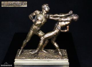 19th C Bronze Boxers / Pugilists Boxing Sculpture - Pierre Eugene Emile Hebert
