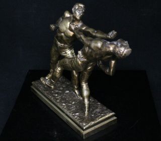 19th C Bronze Boxers / Pugilists Boxing Sculpture - Pierre Eugene Emile Hebert 5