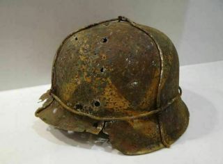 WWII WW2 M42 German CAMO helmet WIRE RARE CAMO 4