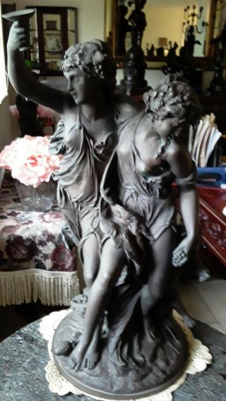 Antique Magnificent Bronze Statue Wine Goddess,  Signed By Clodion,  Deniere