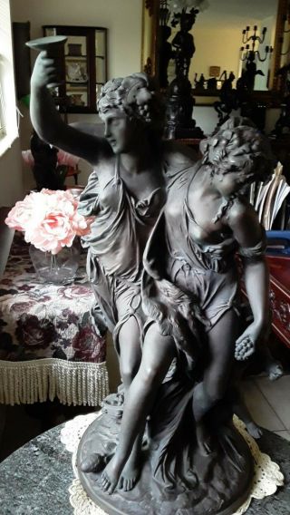 Antique Magnificent Bronze Statue Wine Goddess,  signed By Clodion,  Deniere 2