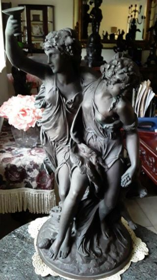 Antique Magnificent Bronze Statue Wine Goddess,  signed By Clodion,  Deniere 4