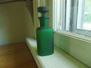 C.  L.  G.  Co Emerald Green Frosted Glass Apothecary Stopper Perfume Cologne Bottle