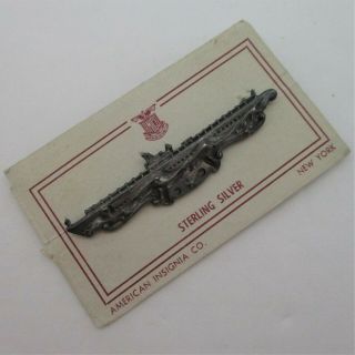 Vintage Amico Wwii Sub Submarine Combat Patrol Sterling Silver Pin On Orig Card
