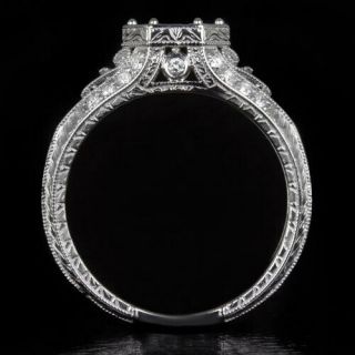 VINTAGE G VS DIAMOND PLATINUM ENGAGEMENT RING SETTING SEMI MOUNT ROUND FILIGREE 3