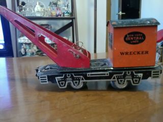 Vintage Tin Toy Marx Train YORK CENTRAL LINES WRECKER Tin Toy Fast Ship 3