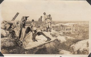 Wwi Snapshot Photo Shot Down Crashed French Biplane Fighter France 68