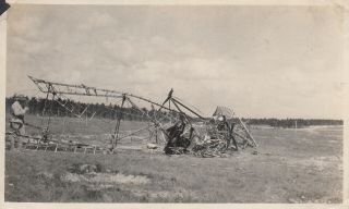 Wwi Snapshot Photo Shot Down Crashed German Biplane Fighter France 66