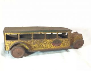 Girard Toys Passenger Bus Tin Wind Up Balloon Tires Old • Childs Toy • Vintage