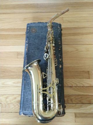 Antique 1940 ' s H.  N.  White King Zephyr Alto Saxophone with Case - 2